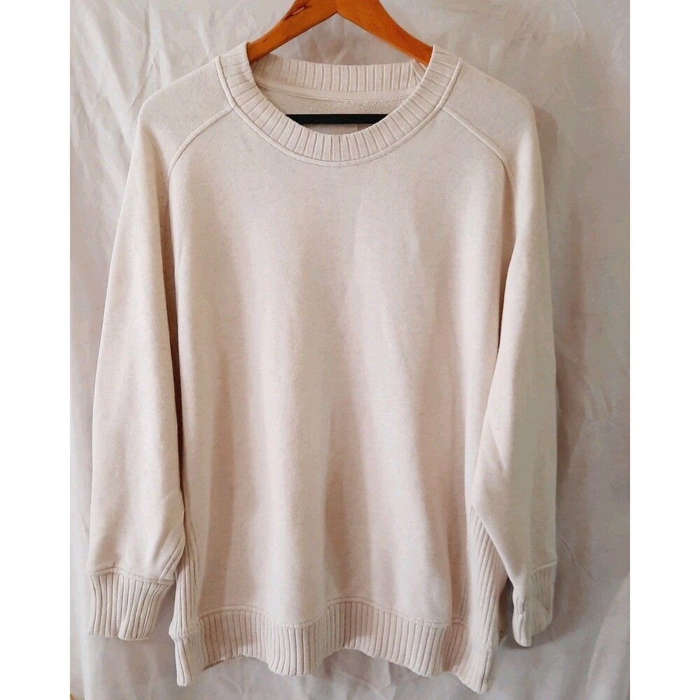 Aerie Womens Small Oversized Crew Neck Longsleeve Sweater Cream Color